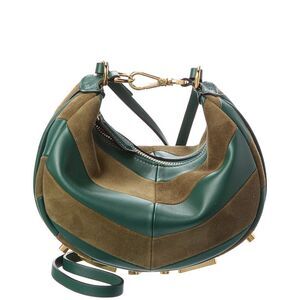 Fendi Fendigraphy Mini Leather & Suede Hobo Bag, Black